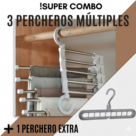 Pack 3 Percheros Múltiples + 1 Perchero Extra